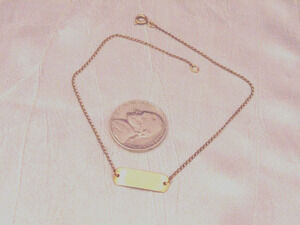 Vtg 12k GF Gold Filled ID Style Slim Ankle Chain ANKLET 9.25 Not Engraved 9.25"